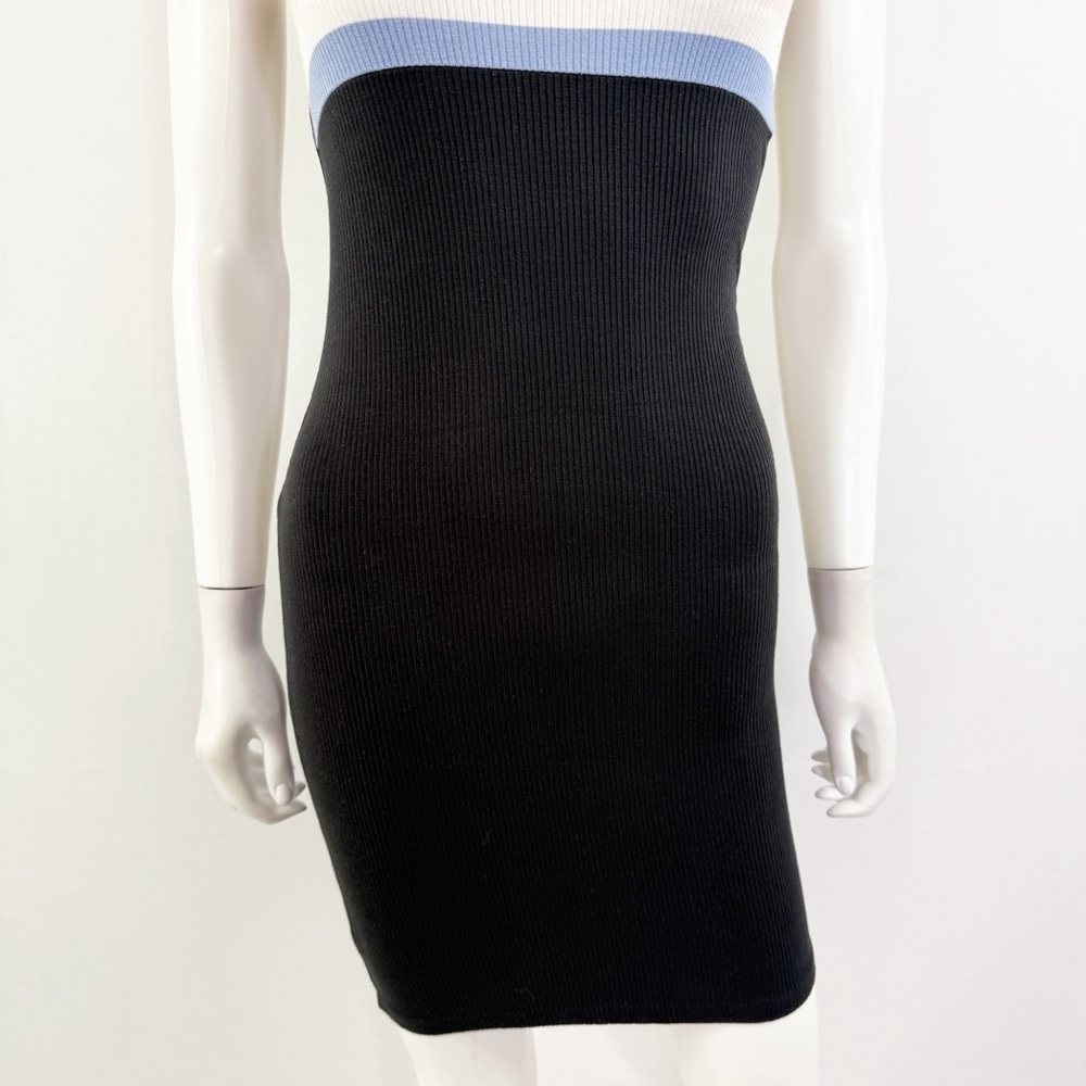 Aero Seriously Soft Black Mini Dress Size XS Square Neck Bodycon Retro Summer - Picture 5 of 8